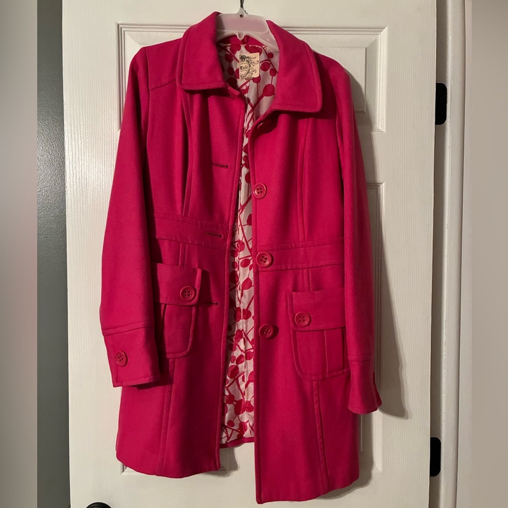 Tulle Hot Pink Pea Coat
